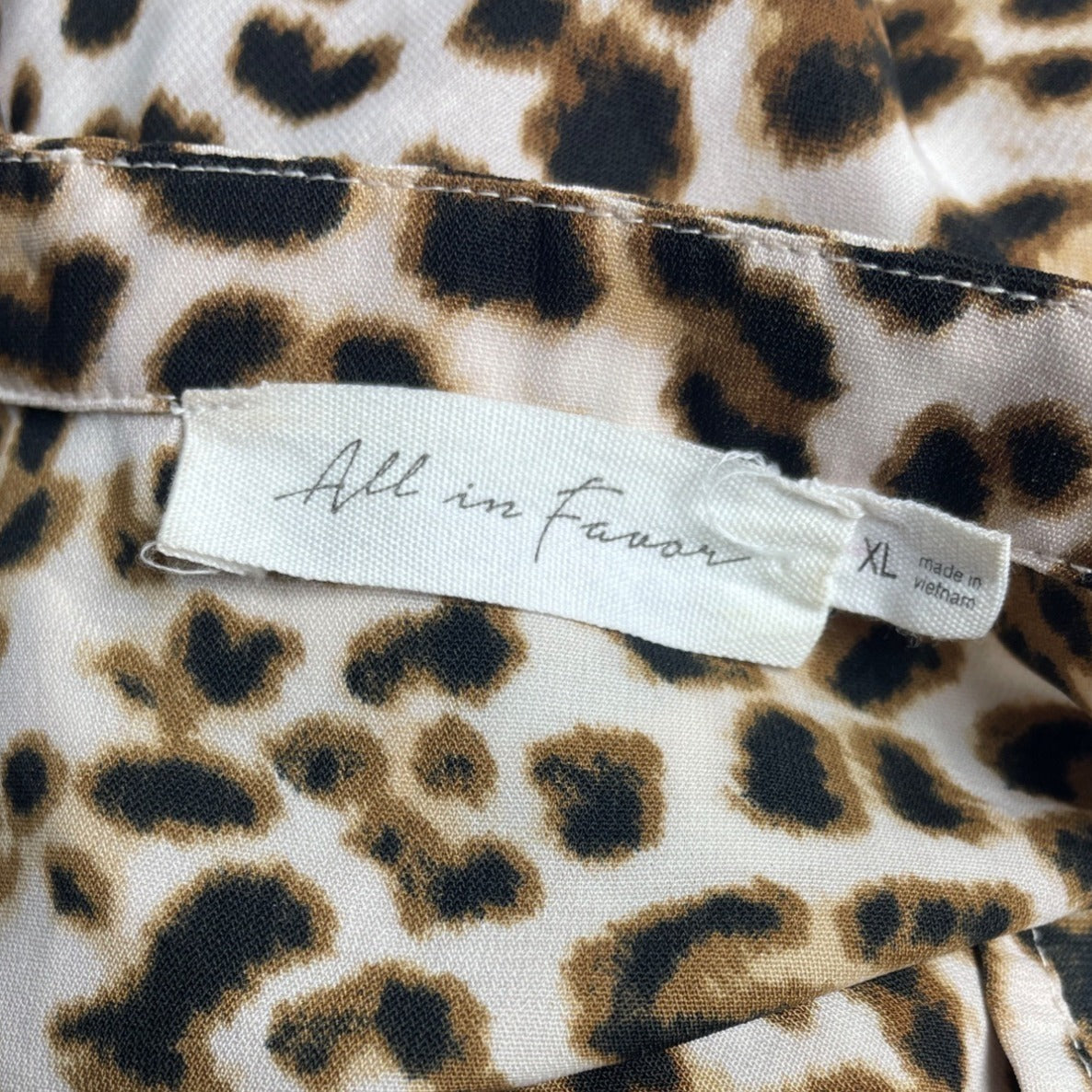 All in Favor Women's Leopard Print V Collar Loose Dress Size XL