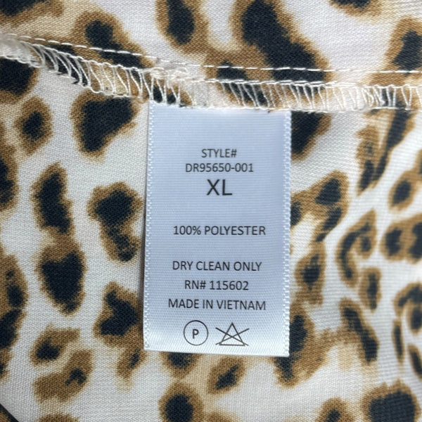 All in Favor Women's Leopard Print V Collar Loose Dress Size XL