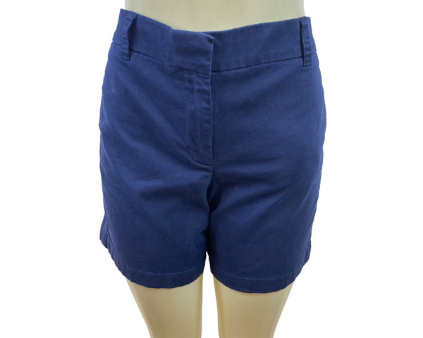 J. Crew Women's Navy Chino Shorts Mid Rise Tailored Fit Size 10