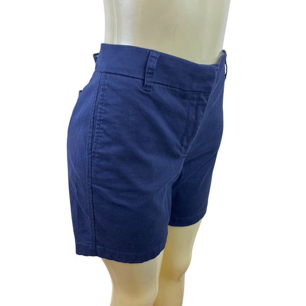 J. Crew Womens Navy Chino Shorts Mid-Rise Tailored Fit Size 10