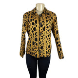 Women's Black & Gold Geometric Random Print Reversible Jacket