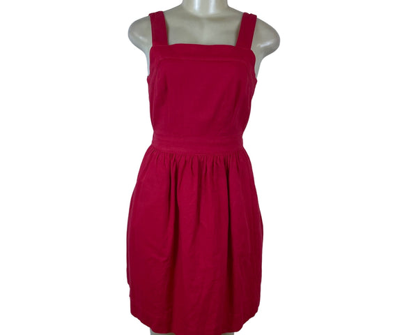 J.Crew Womens Fuchsia Cotton & Linen Sleeveless Bow-Back Summer Dress Size XS
