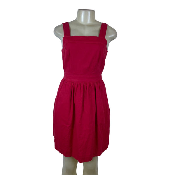 J.Crew Womens Fuchsia Cotton & Linen Sleeveless Bow-Back Summer Dress Size XS