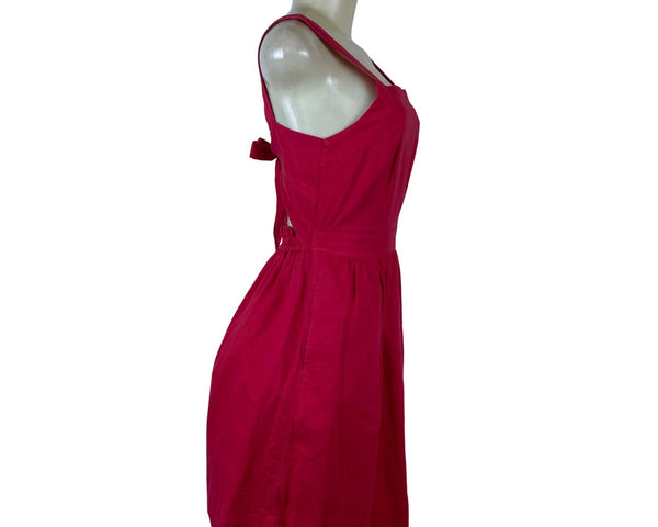 J.Crew Womens Fuchsia Cotton & Linen Sleeveless Bow-Back Summer Dress Size XS