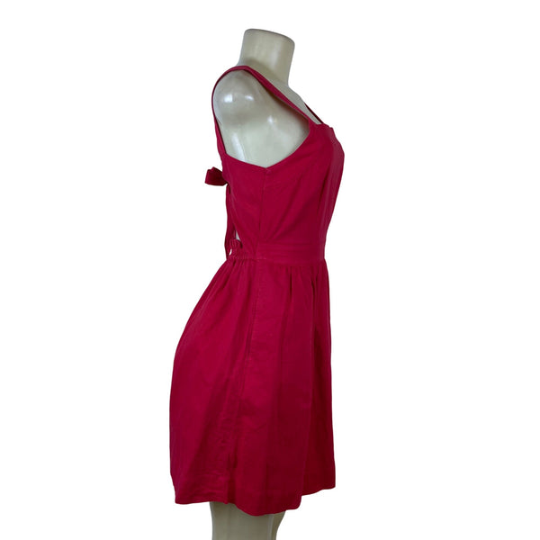 J.Crew Womens Fuchsia Cotton & Linen Sleeveless Bow-Back Summer Dress Size XS