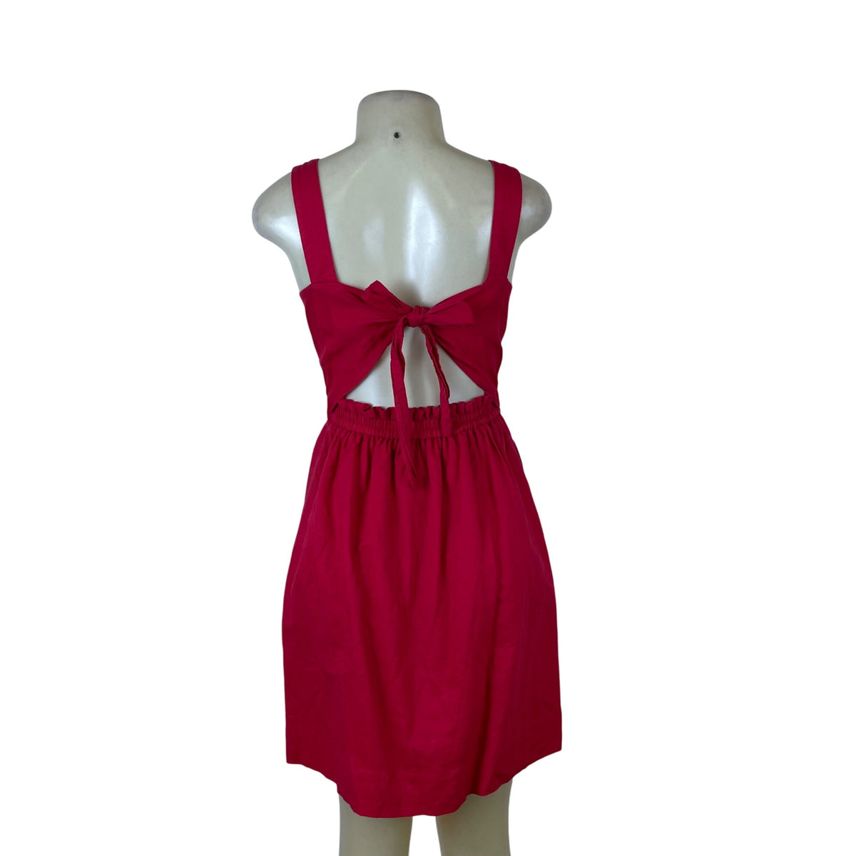 J.Crew Womens Fuchsia Cotton & Linen Sleeveless Bow-Back Summer Dress Size XS