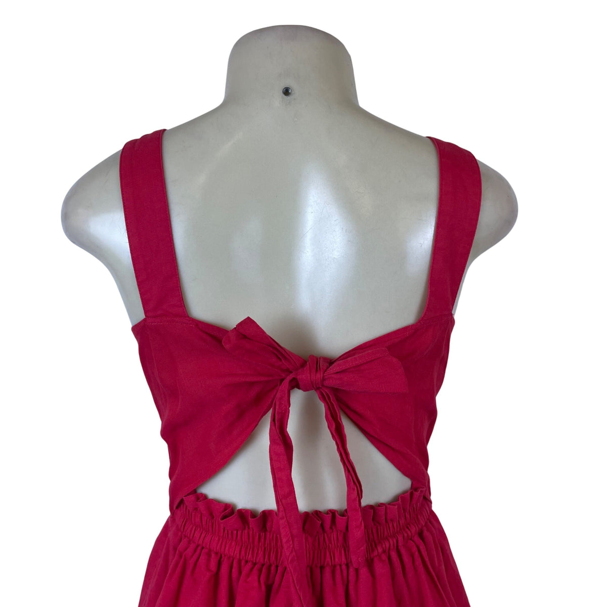 J.Crew Womens Fuchsia Cotton & Linen Sleeveless Bow-Back Summer Dress Size XS