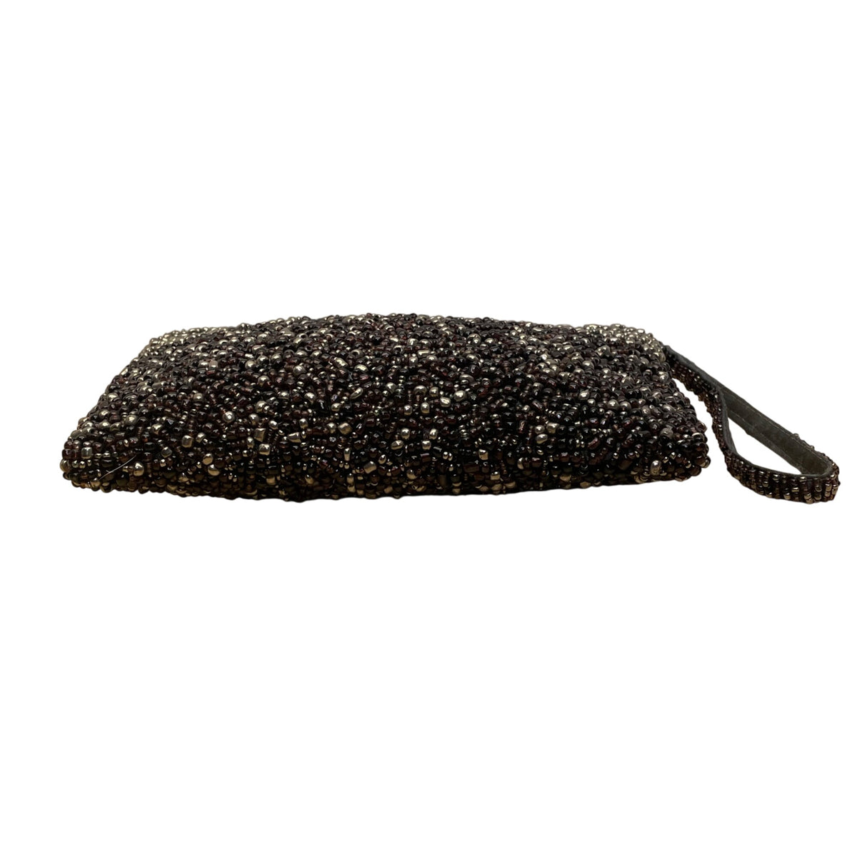 Black & Silver Beads With Zipper Closure Beaded Evening Clutch With Wristband