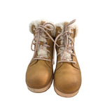 Skechers Girls Tan Faux Fur Lined Winter Boots With Lace & Zip Closure Size 2