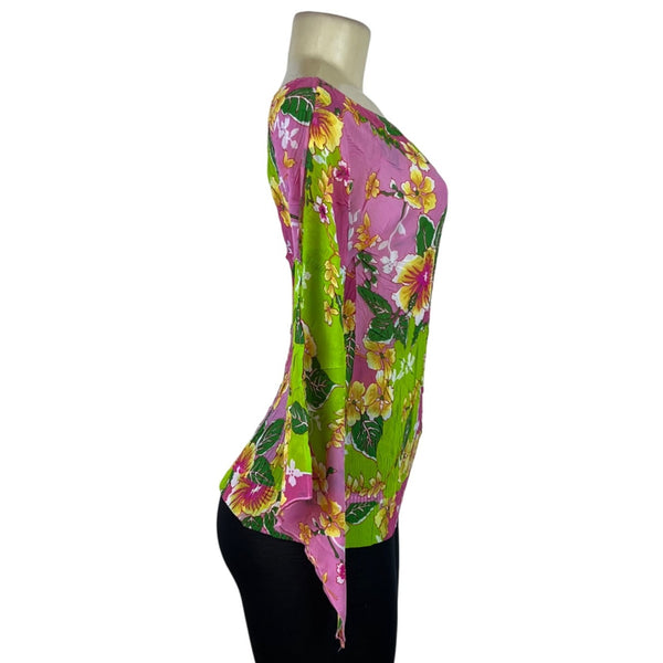 Women's Green and pink Floral Off Shoulder Blouse