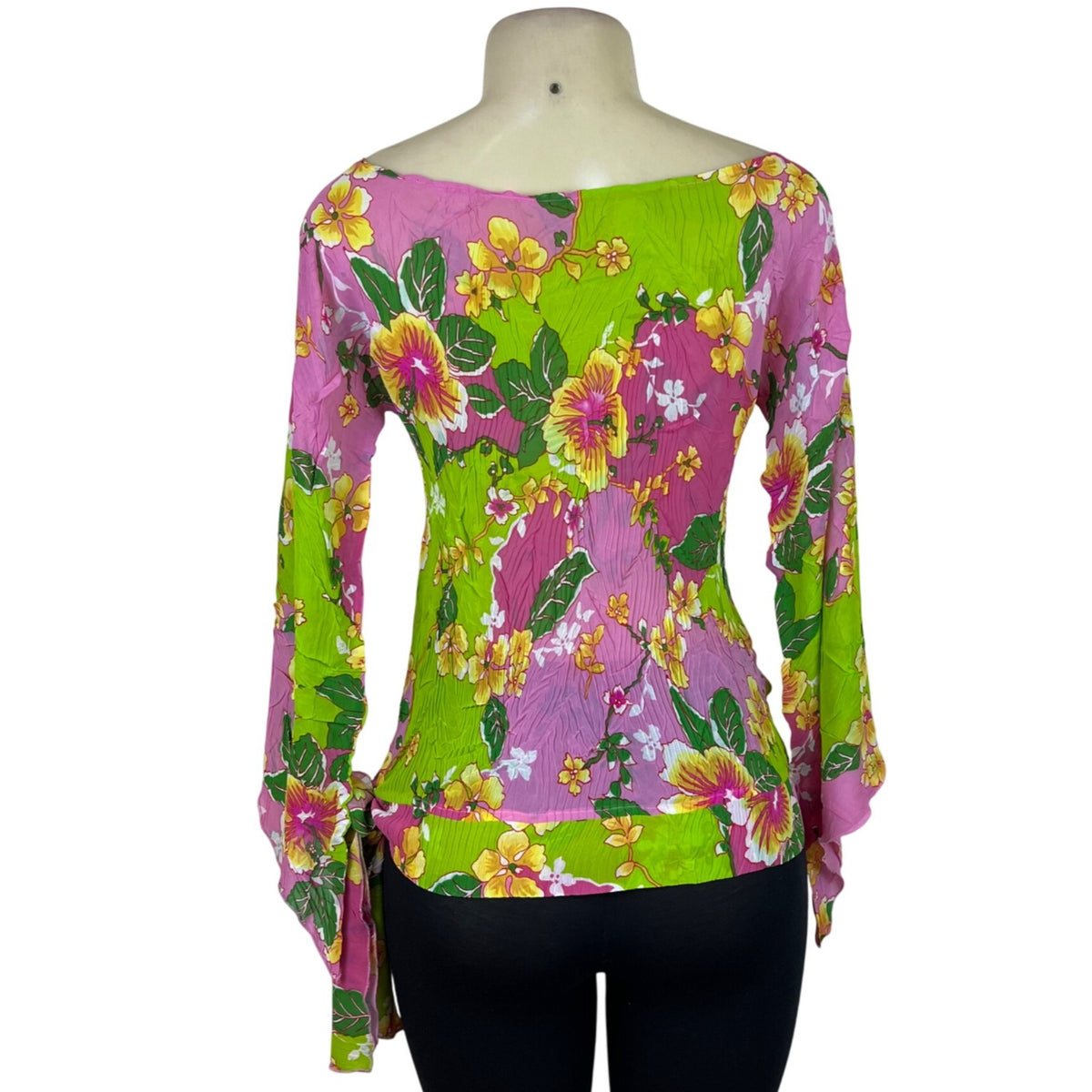 Women's Green and pink Floral Off Shoulder Blouse