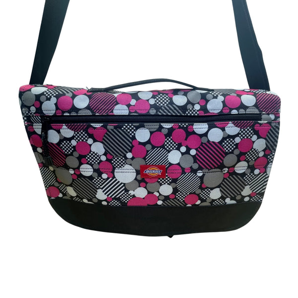 Dickies Women’s Black/Pink Nylon Adjustable Strap Checkerboard Messenger Bag