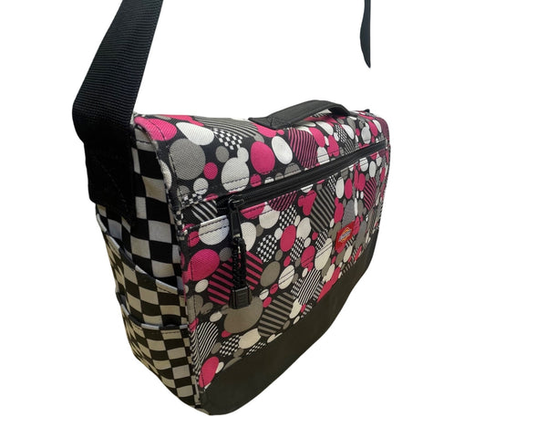 Dickies Women’s Black/Pink Nylon Adjustable Strap Checkerboard Messenger Bag