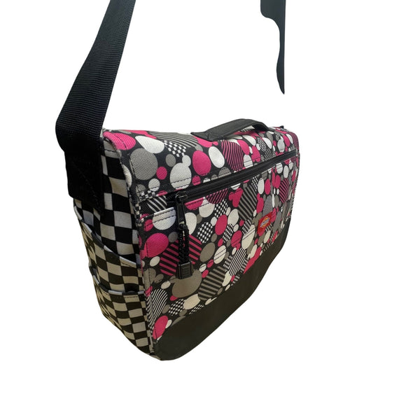 Dickies Women’s Black/Pink Nylon Adjustable Strap Checkerboard Messenger Bag