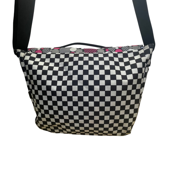 Dickies Women’s Black/Pink Nylon Adjustable Strap Checkerboard Messenger Bag