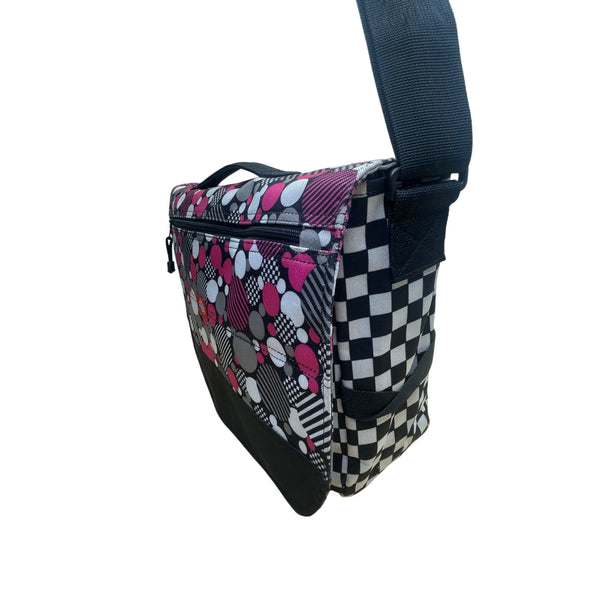 Dickies Women’s Black/Pink Nylon Adjustable Strap Checkerboard Messenger Bag