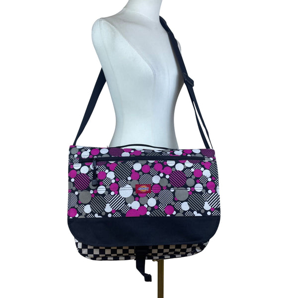Dickies Women’s Black/Pink Nylon Adjustable Strap Checkerboard Messenger Bag