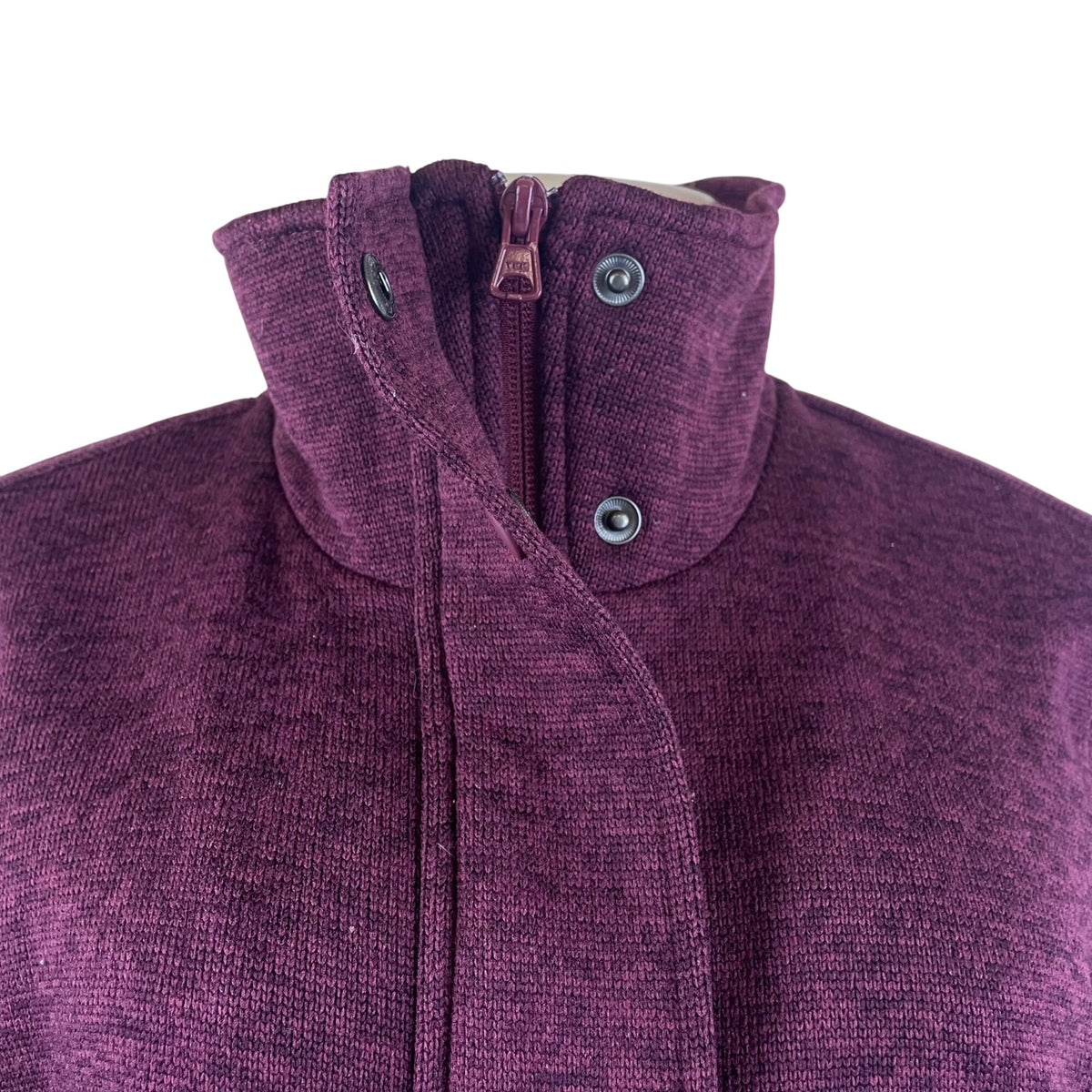 Lands’ End Women’s Plum Full-Zip Fleece Long Jacket W/High Collar Pockets Size M