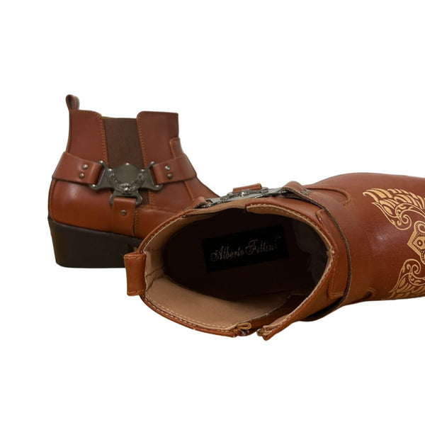 Alberto Fellini Women's Brown Ankle Zip Up Boots Sz 7 - NWOB