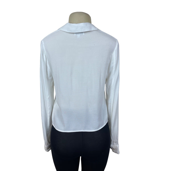 Socialite Womens White Button-Up Long Sleeve Blouse Size S