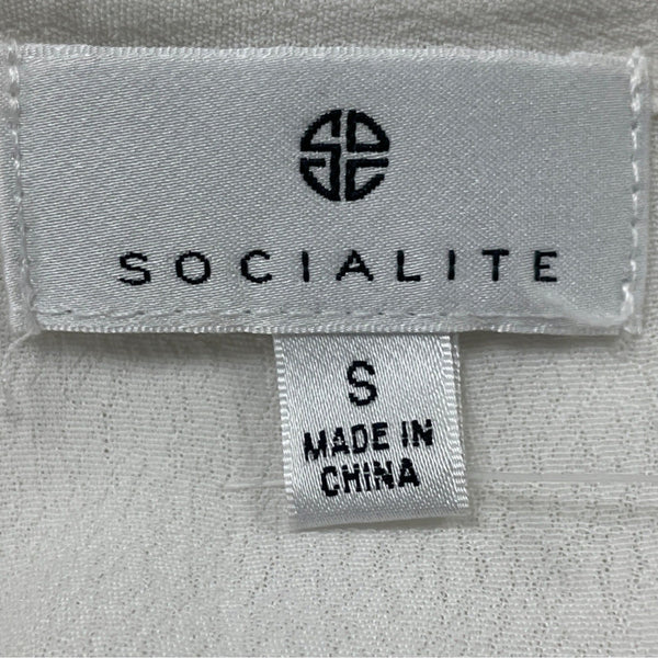 Socialite Womens White Button-Up Long Sleeve Blouse Size S