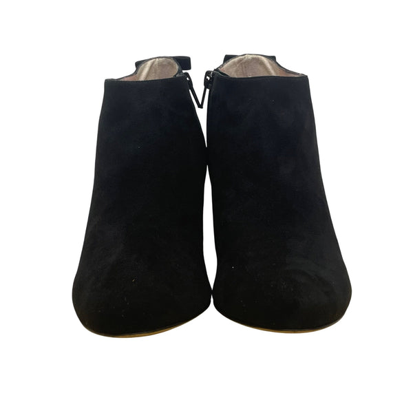 Kate Spade Women’s Black Suede Gold Accent High Heel Netta Ankle Booties Sz 10B