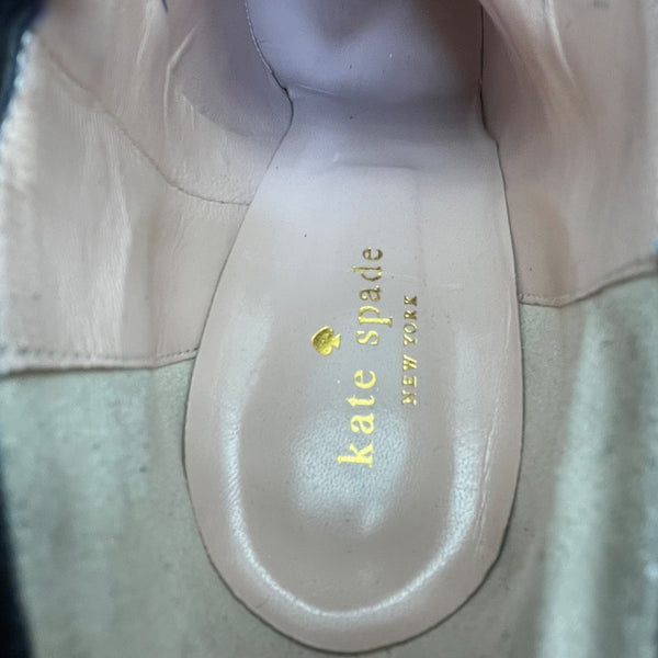 Kate Spade Women’s Black Suede Gold Accent High Heel Netta Ankle Booties Sz 10B