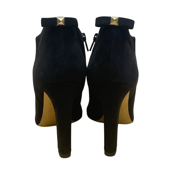 Kate Spade Women’s Black Suede Gold Accent High Heel Netta Ankle Booties Sz 10B