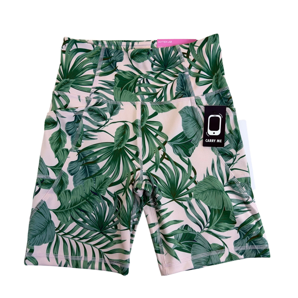 Gottex Women’s Green Leaf Print High-Waist Shorts With Pockets Size S - New