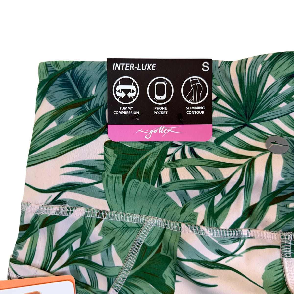 Gottex Women’s Green Leaf Print High-Waist Shorts With Pockets Size S - New