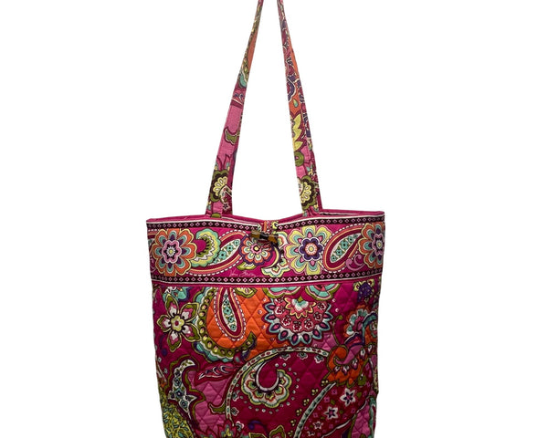 Vera Bradley Women’s Multicolor Quilted Paisley Large Pockets Fabric Tote Bag