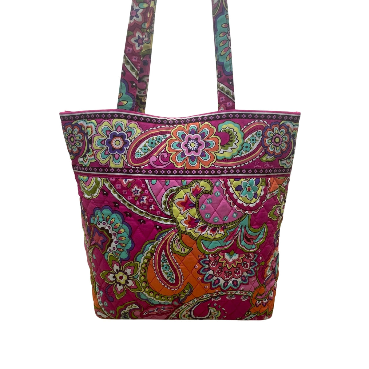 Vera Bradley Women’s Multicolor Quilted Paisley Large Pockets Fabric Tote Bag