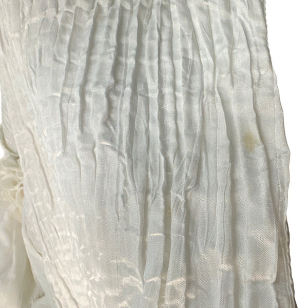 Vintage 80s Cashe White Satin Sz 8 Dress Puff Sleeves & Ruched Skirt Design Women