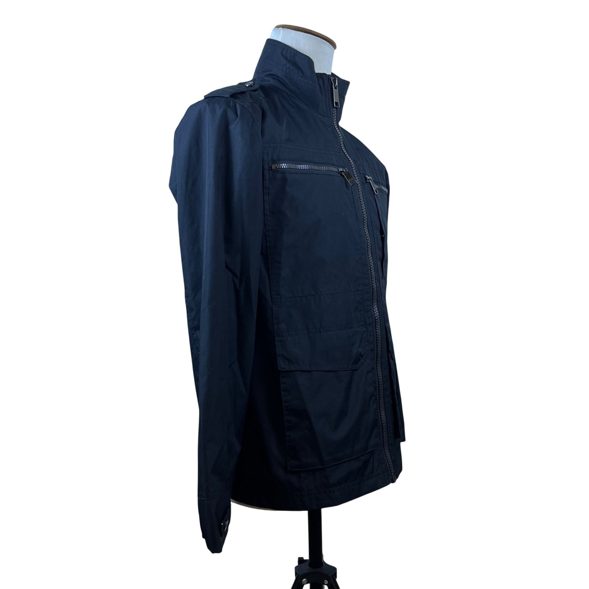 Marc New York Mens Black Zip-Up Utility Jacket W/ High Collar & Pockets Size S