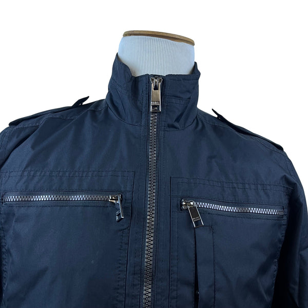 Marc New York Mens Black Zip-Up Utility Jacket W/ High Collar & Pockets Size S