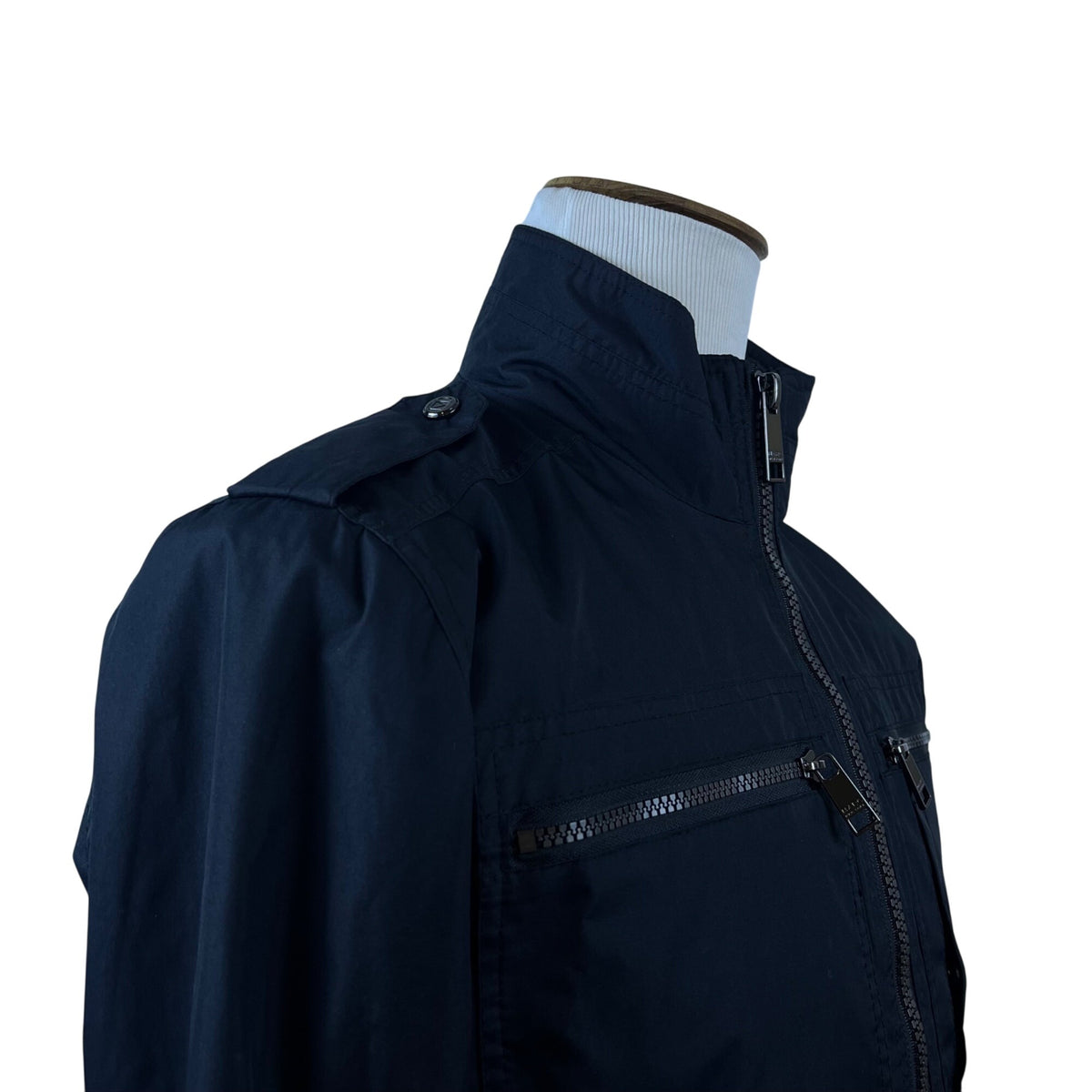 Marc New York Mens Black Zip-Up Utility Jacket W/ High Collar & Pockets Size S