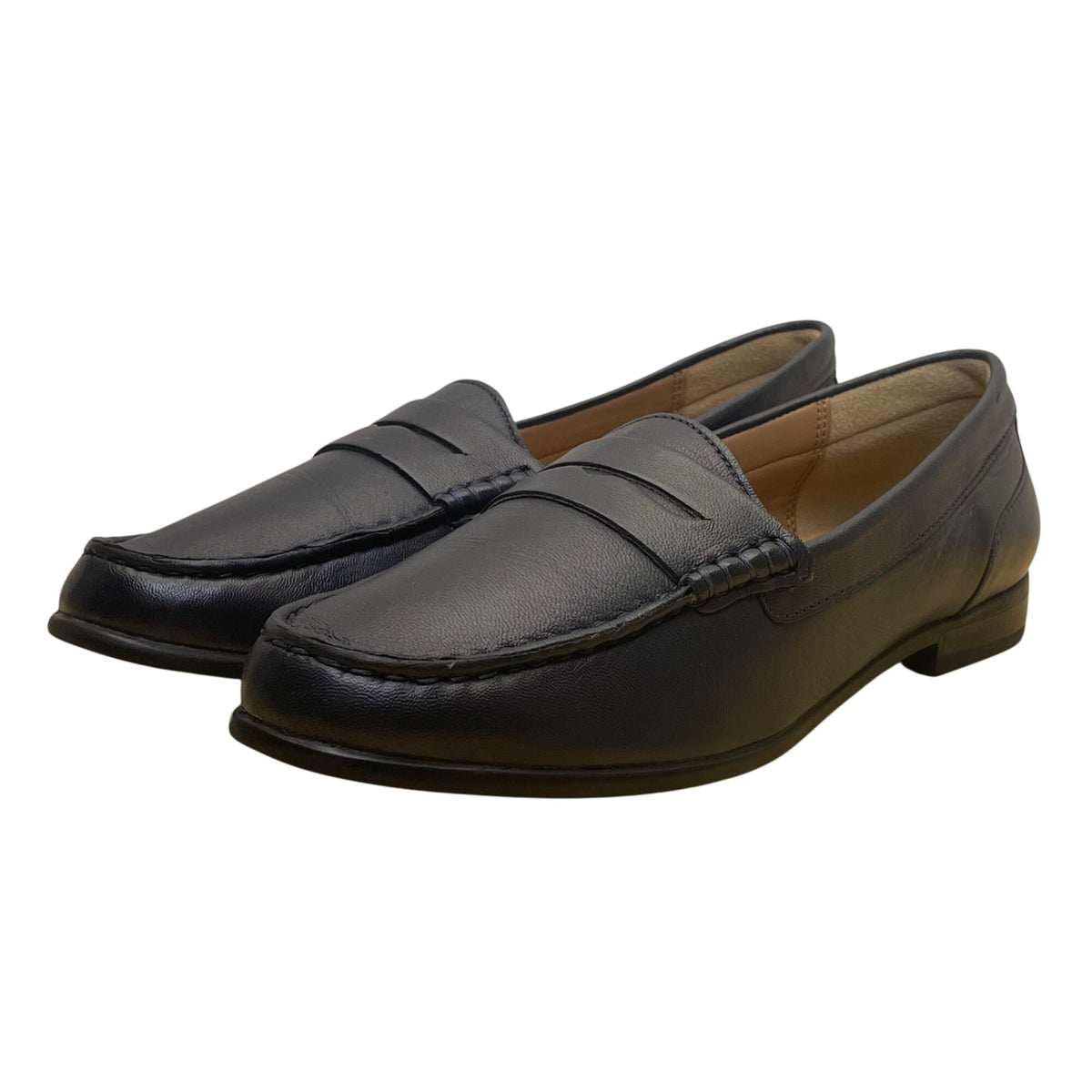 Array Women’s Blue Leather Comfort Slip-On  Flat Loafers Size 8M