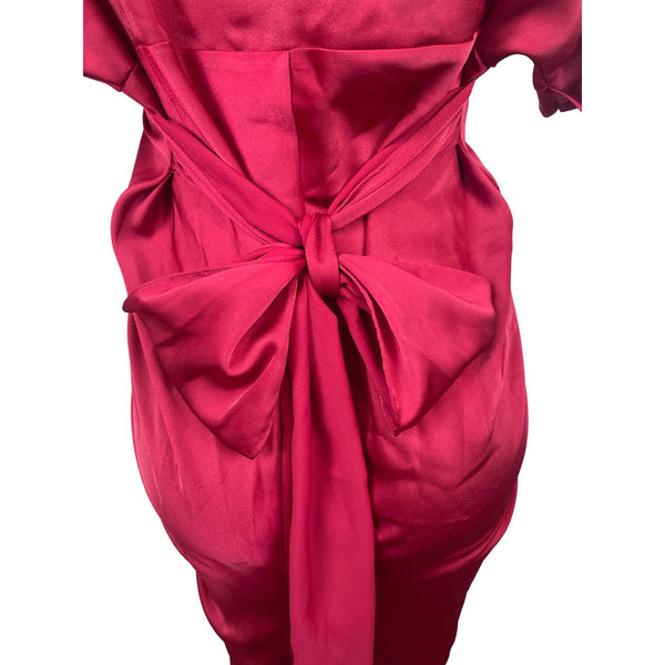 Vintage Women's Red Button Up Collar Shirt Dress Size S