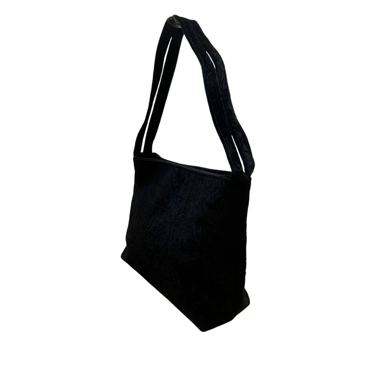 Valerie Stevens Women’s Made In Italy Black Velvet Embossed Shoulder Bag