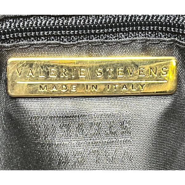 Valerie Stevens Women’s Made In Italy Black Velvet Embossed Shoulder Bag