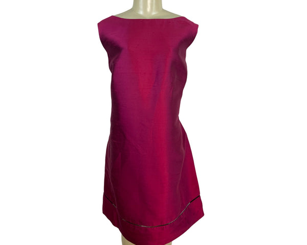 Oscar De La Renta Womens Fuchsia Sleeveless Shift Dress With Back Zipper Sz 18W