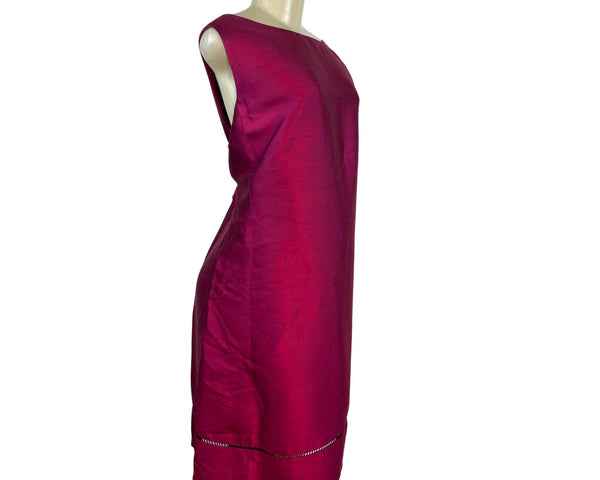 Oscar De La Renta Womens Fuchsia Sleeveless Shift Dress With Back Zipper Sz 18W
