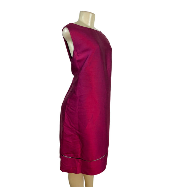 Oscar De La Renta Womens Fuchsia Sleeveless Shift Dress With Back Zipper Sz 18W