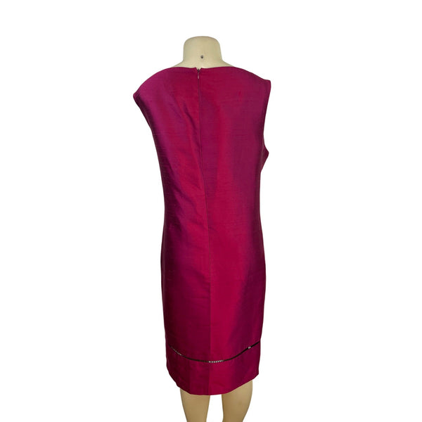 Oscar De La Renta Womens Fuchsia Sleeveless Shift Dress With Back Zipper Sz 18W
