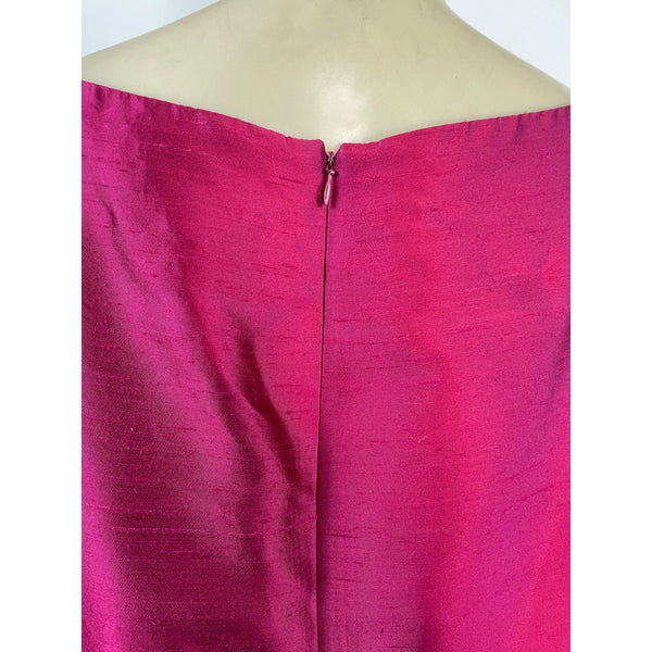 Oscar De La Renta Womens Fuchsia Sleeveless Shift Dress With Back Zipper Sz 18W