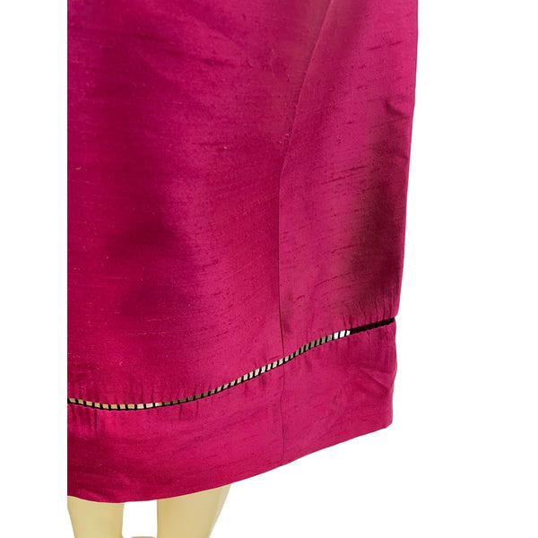 Oscar De La Renta Womens Fuchsia Sleeveless Shift Dress With Back Zipper Sz 18W
