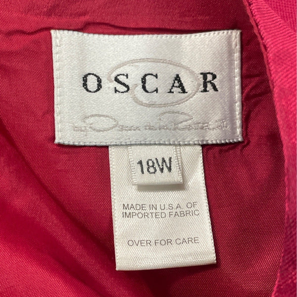 Oscar De La Renta Womens Fuchsia Sleeveless Shift Dress With Back Zipper Sz 18W