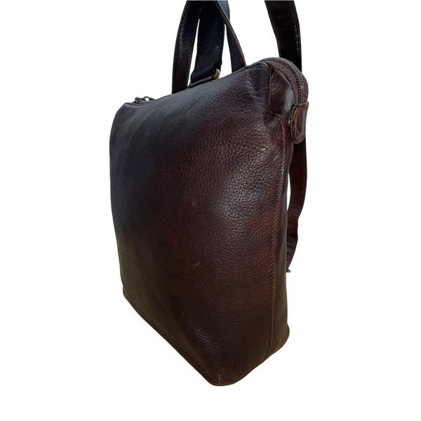 Fossil Brown Leather With Adjustable Strap & Brass Accents Backpack Sling Bag
