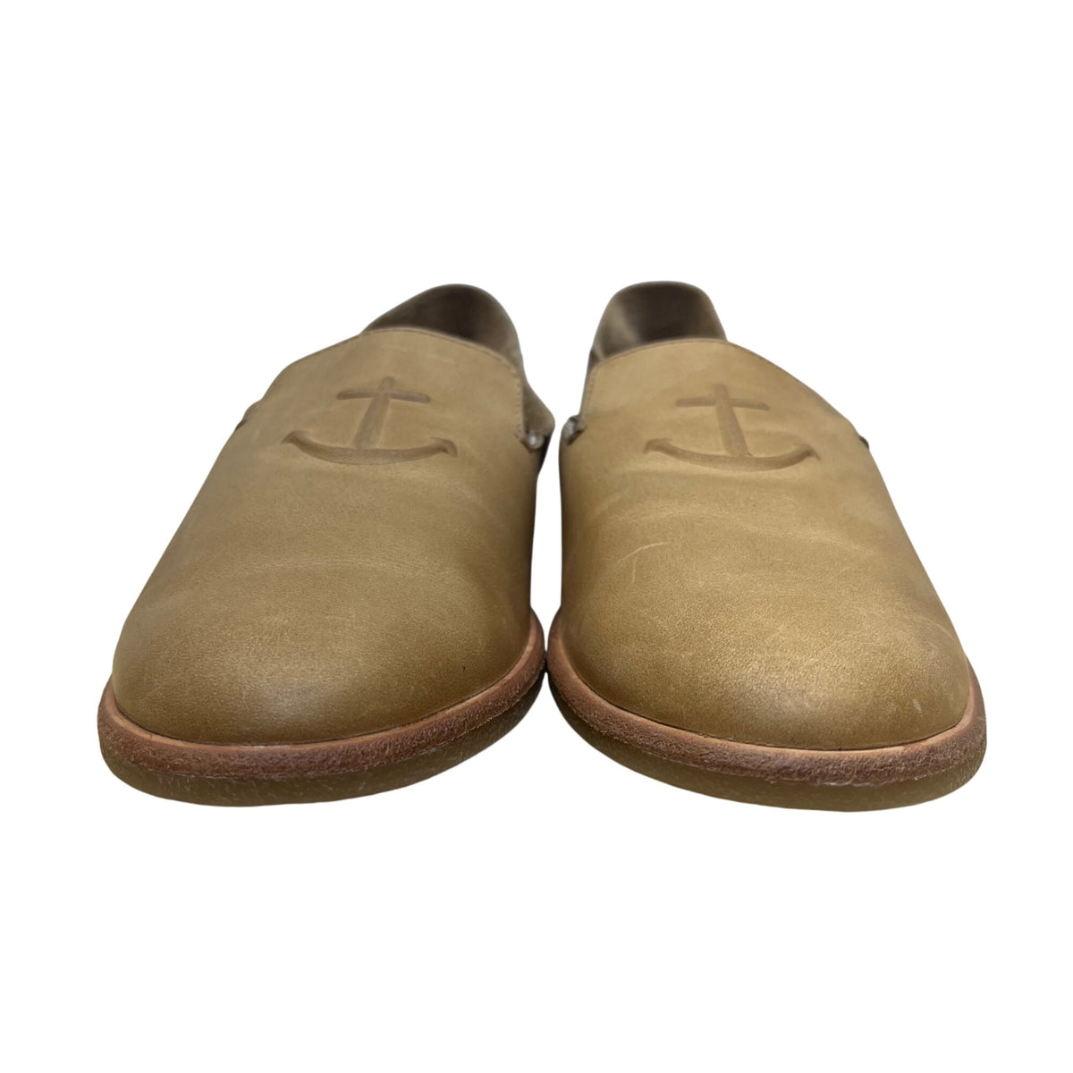 Sperry Women’s Tan Leather Embossed Anchor Design Casual Slip-On Loafers Size 10