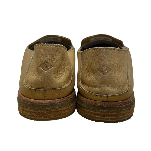 Sperry Women’s Tan Leather Embossed Anchor Design Casual Slip-On Loafers Size 10